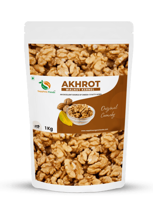 SAPPHIRE FOODS Walnuts Without Shell | Akhrot Giri | Walnut Dry Fruits & Nuts | Healthy Snack Food Item (1KG)