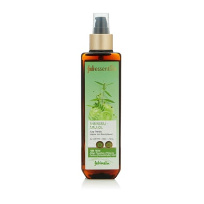 Fabessentials Bhringraj Amla Oil | infused with Brahmi & Licorice Extract | for Scalp Therapy& Intense Hair Nourishment|Prevents Dry & Itchy Scalp | Helps Control Hair Thinning and Breakage | Silicone Free & Mineral Oil Free - 200 ml