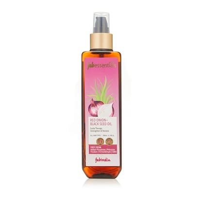 Fabessentials Red Onion Black Seed Oil | infused with Jojoba Oil & Sesame Oil | Boosts Hair Health | Strengthens & Restores |Improves Overall Scalp Condition | Lightweight & Non-Greasy | Silicone Free & Mineral Oil Free - 200 ml