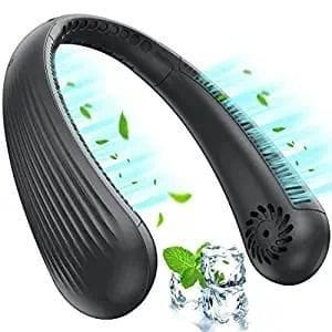 Portable Rechargeable Neck Fan | Better Then Table or Hand Fans | USB Charging Battery Fan | Smart Mini Hand Free 3 High Speed Fan | 360? Cooling Low Noise Hanging Neck Fans (Black)