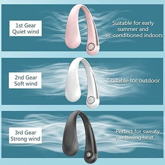 Portable Rechargeable Neck Fan | Better Then Table or Hand Fans | USB Charging Battery Fan | Smart Mini Hand Free 3 High Speed Fan | 360? Cooling Low Noise Hanging Neck Fans (Black)