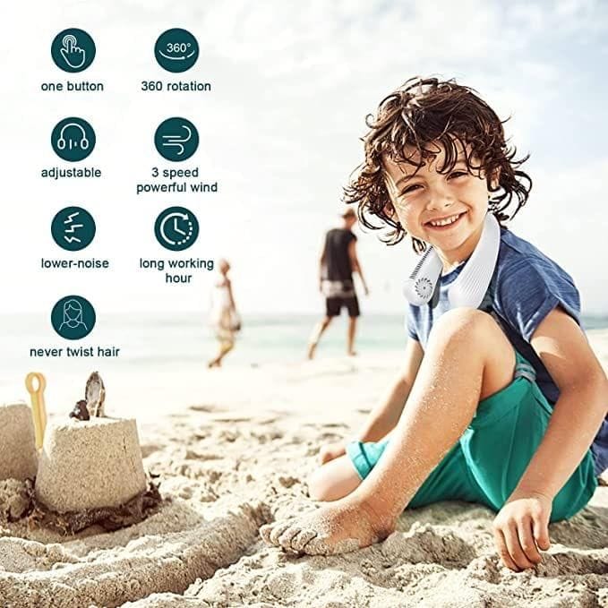 Portable Rechargeable Neck Fan | Better Then Table or Hand Fans | USB Charging Battery Fan | Smart Mini Hand Free 3 High Speed Fan | 360? Cooling Low Noise Hanging Neck Fans (Black)