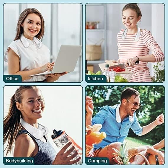 Portable Rechargeable Neck Fan | Better Then Table or Hand Fans | USB Charging Battery Fan | Smart Mini Hand Free 3 High Speed Fan | 360? Cooling Low Noise Hanging Neck Fans (Black)