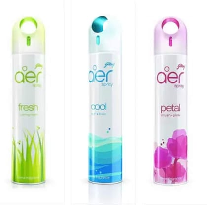 Godrej Aer Fresh Lush Green, Cool Surf Blue & Petal Crush Pink Home Fragrance Spray (Pack of 3 x 240 ml)