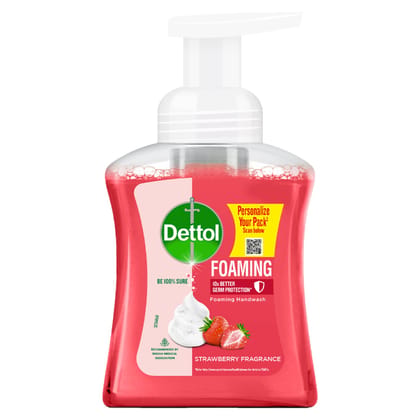 Dettol Foaming Handwash Pump - Strawberry, 250ml | Rich Foam | Moisturizing Hand Wash | Soft on Hands