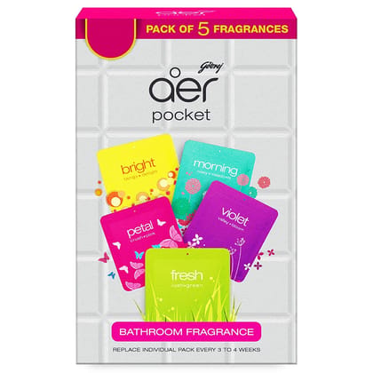 Godrej aer Pocket Bathroom Air Fragrance - 10g (Assorted, Pack of 5)