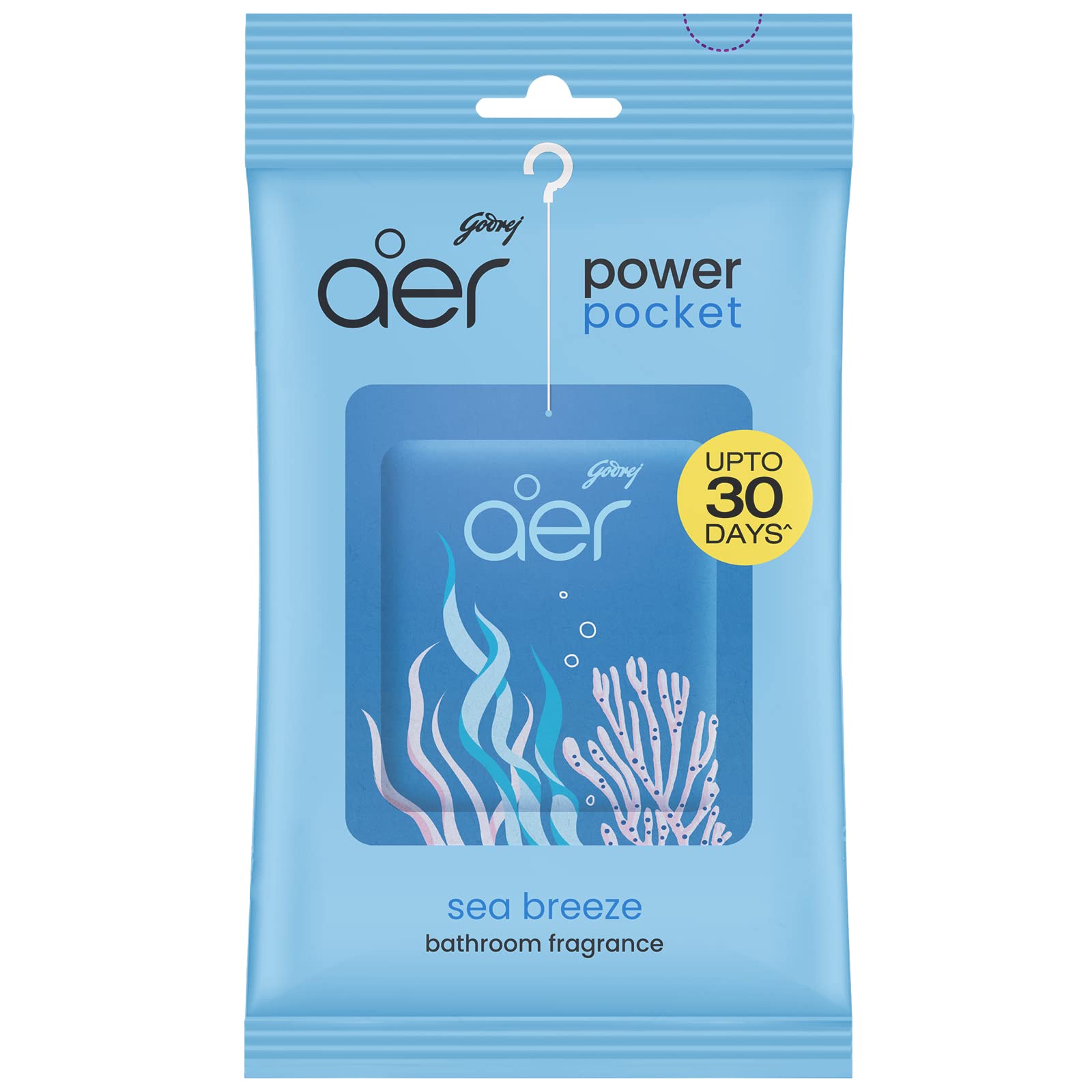 Godrej aer Power Pocket | Bathroom freshener Sea Breeze (10g) | Lasts up to 30 days | Toilet freshener 1 Pcs