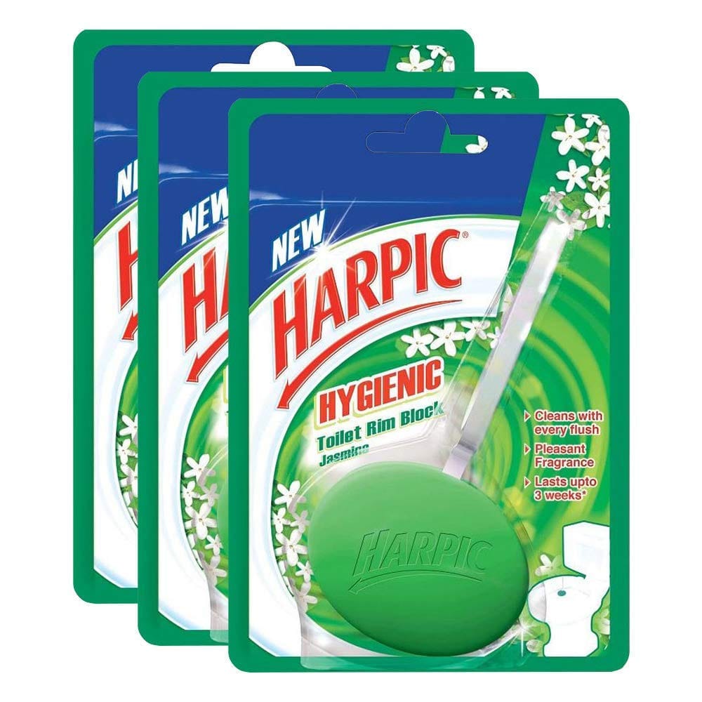 Harpic Hygienic Toilet Cleaner Rim Block, Jasmine - 26 g (Pack of 3) | India's # 1 Toilet Cleaner