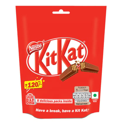 Nestl� Kitkat 2 Finger Wafer Bar Sharebag, 123.2 g| 8 Units - 15.4 g