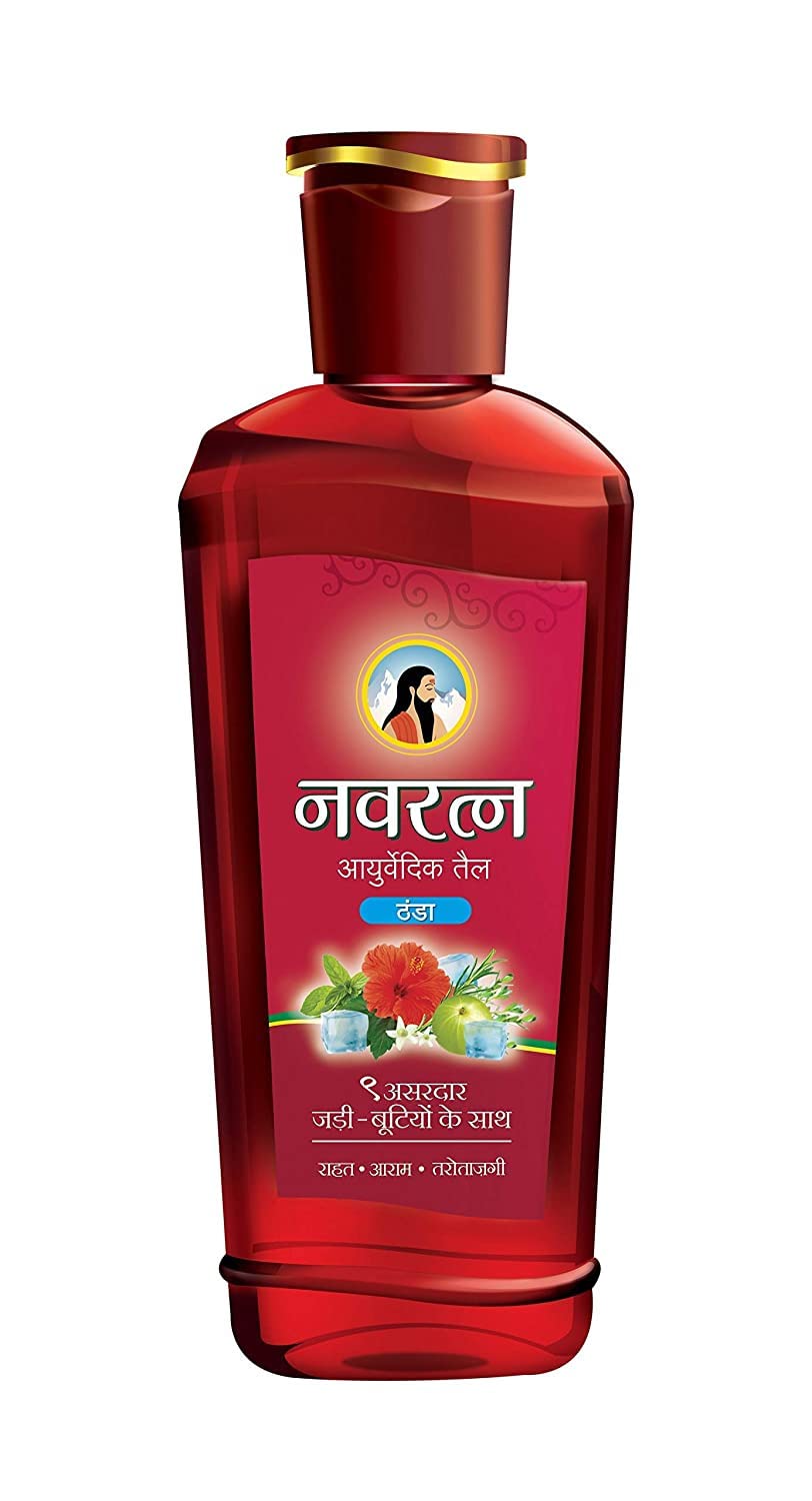 Navratna Ayurvedic Cool Oil |Power of 9 Ayurvedic Herbs | Relieves Headache, Fatigue, Sleeplessness and Tension, 500ml