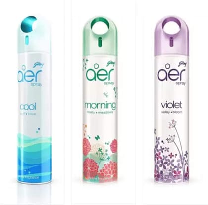 Godrej Aer Cool Surf Blue, Morning Misty Meadows & Violet Valley Bloom Home Fragrance Spray (3 x 240 ml)