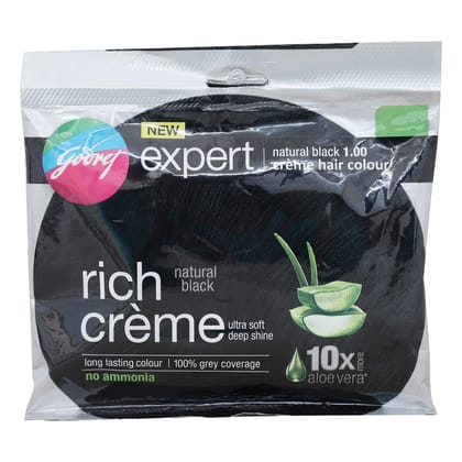 Godrej Expert Rich Creme Hair Colour Cream, Shade 1.00 Natural Black, 40ml