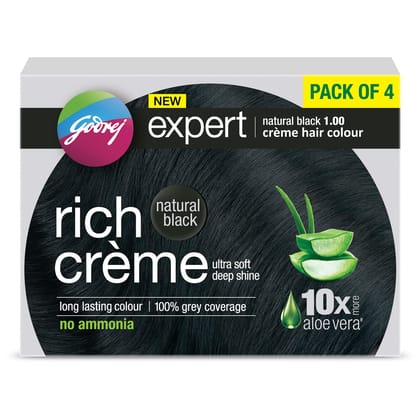 Godrej Expert Rich Cr�me Hair Colour Shade - Pack of 4 (NATURAL BLACK)