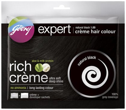 Godrej Expert Rich Cr�me Hair Colour, 20ml+20g (Pack of 8) - Natural Black