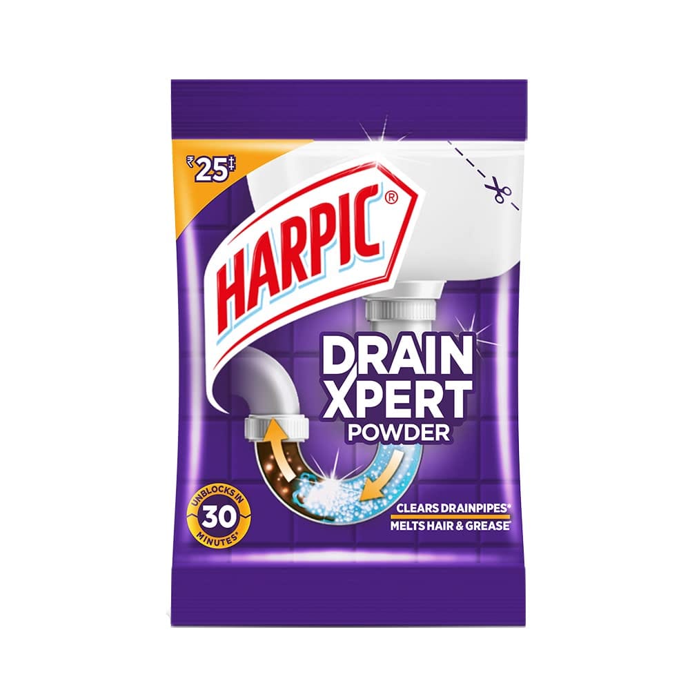 Harpic�Drain�Xpert�Drain�Cleaner Powder 50g | Effective sink cleaner, drain blockage remover, drain pipe cleaner