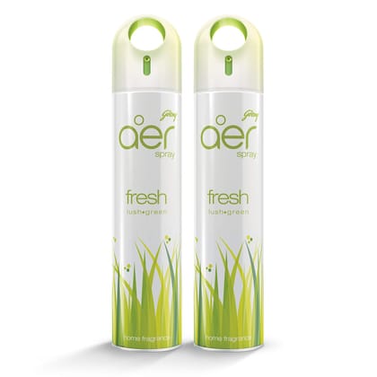 Godrej aer Spray | Room Freshener for Home & Office - Fresh Lush Green | Pack of 2 (220 ml each)| Long-Lasting Fragrance
