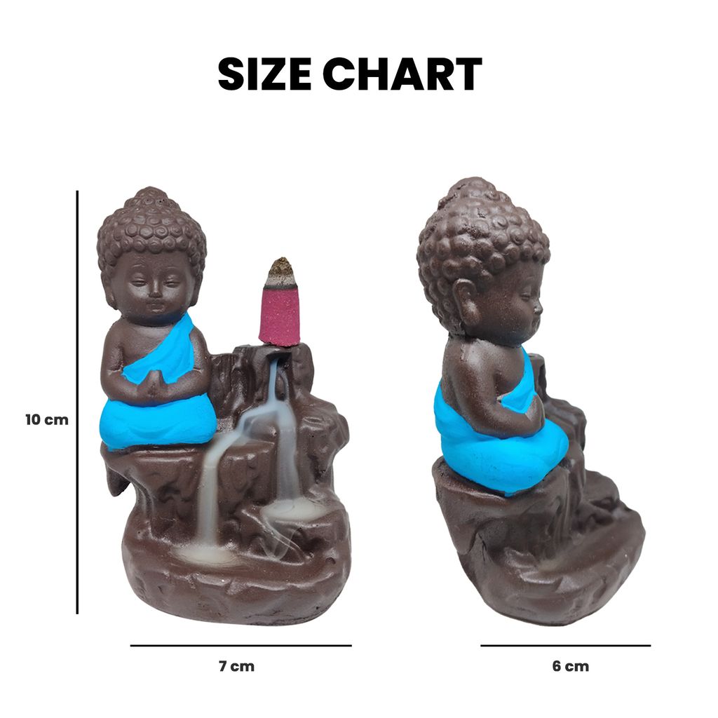 ZURU BUNCH Handcrafted Pure Ceramic Lord Mahaveer Smoke Waterfall Cone Incense Holder, Lord Mahaveer Smoke Waterfall Incense Holder with 10 Pieces backflow incense cones