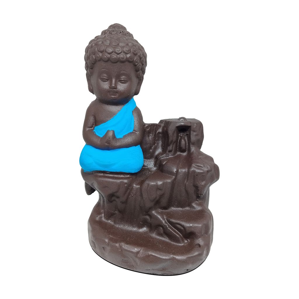 ZURU BUNCH Handcrafted Pure Ceramic Lord Mahaveer Smoke Waterfall Cone Incense Holder, Lord Mahaveer Smoke Waterfall Incense Holder with 10 Pieces backflow incense cones