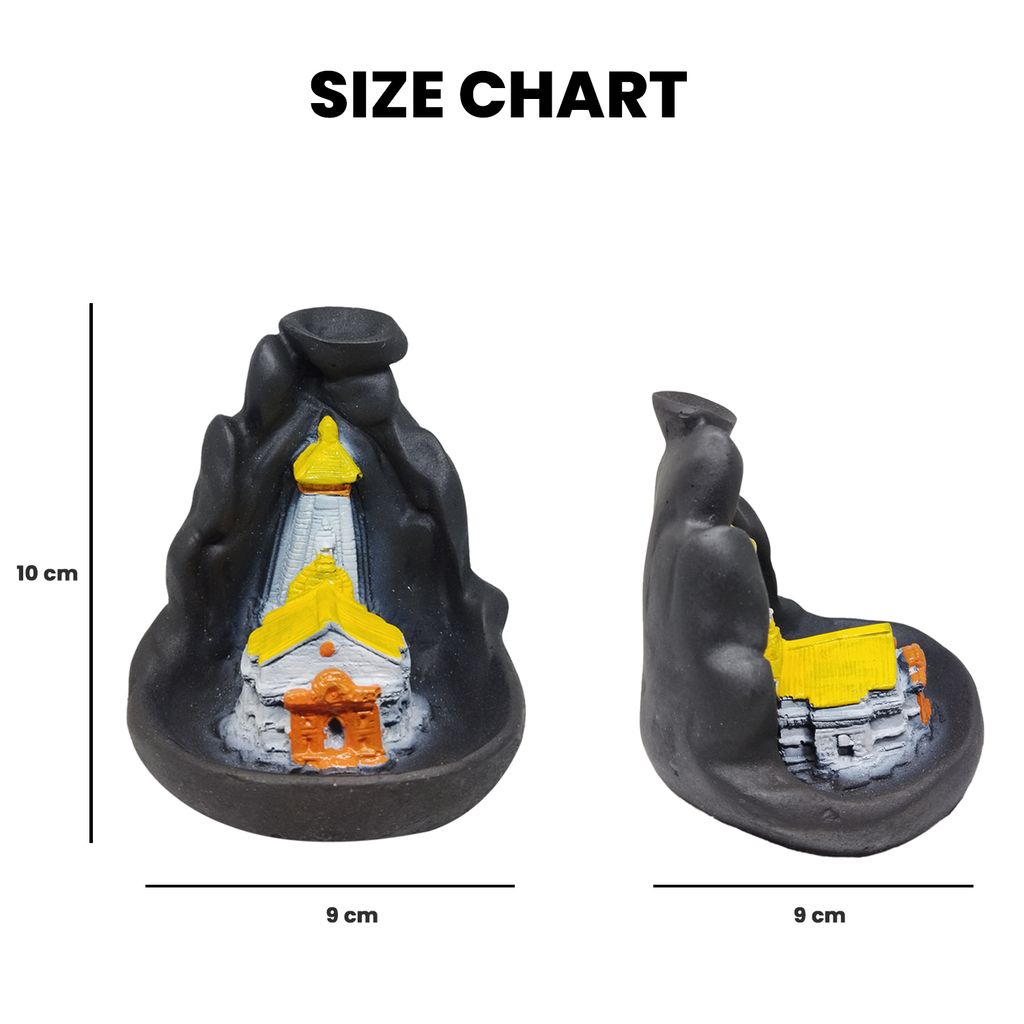 ZURU BUNCH Handcrafted Pure Ceramic Kedarnath Temple Smoke Waterfall Cone Incense Holder, Kedarnath Temple Smoke Waterfall Incense Holder with 10 Pieces backflow incense cones