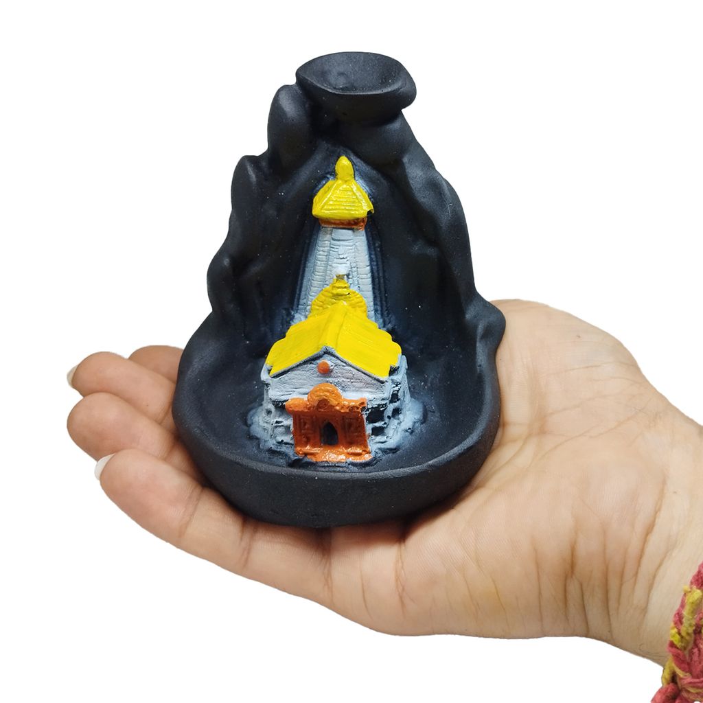 ZURU BUNCH Handcrafted Pure Ceramic Kedarnath Temple Smoke Waterfall Cone Incense Holder, Kedarnath Temple Smoke Waterfall Incense Holder with 10 Pieces backflow incense cones
