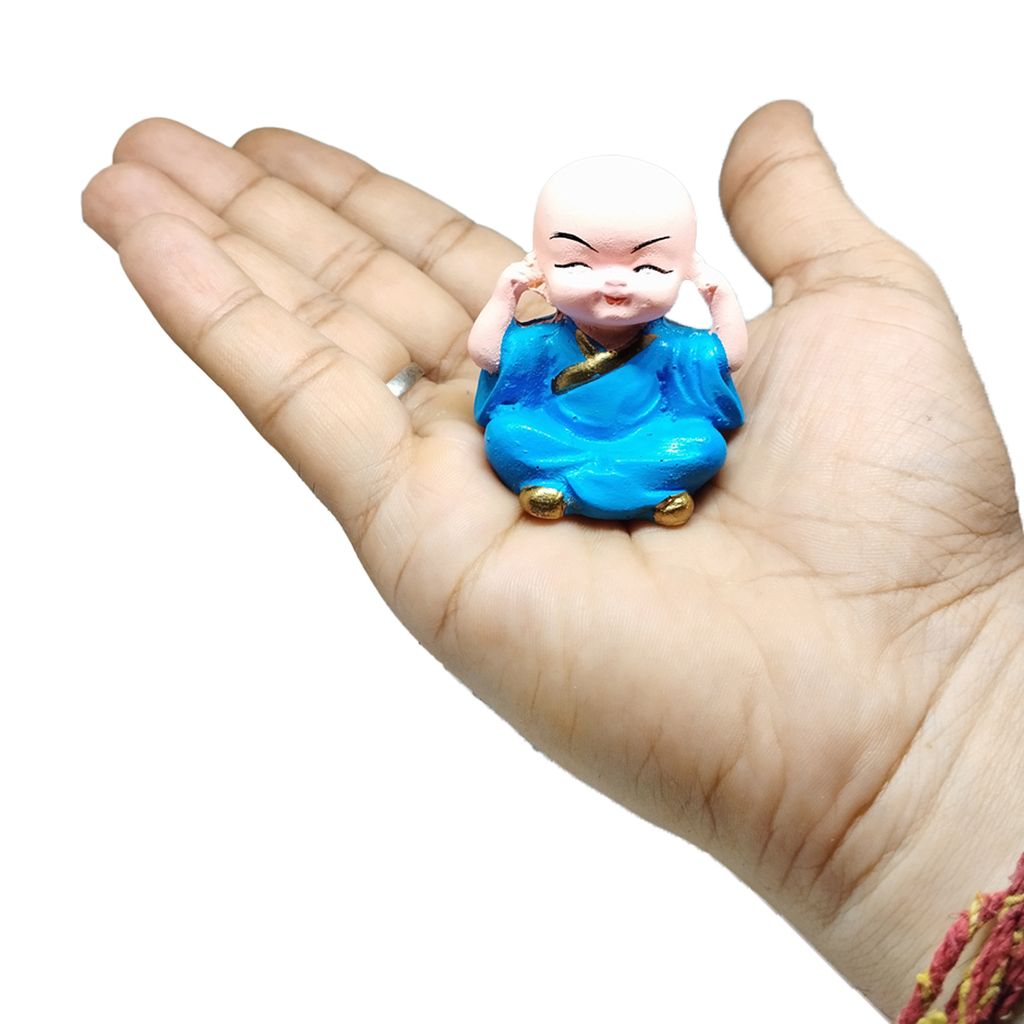 ZURU BUNCH Baby Monk Buddha Idols Showpiece for Car Dashboard Home Decor Decoration & Gifting Purpose, Office Decoration, Indoor Outdoor (Pack of 4, 5 cm)
