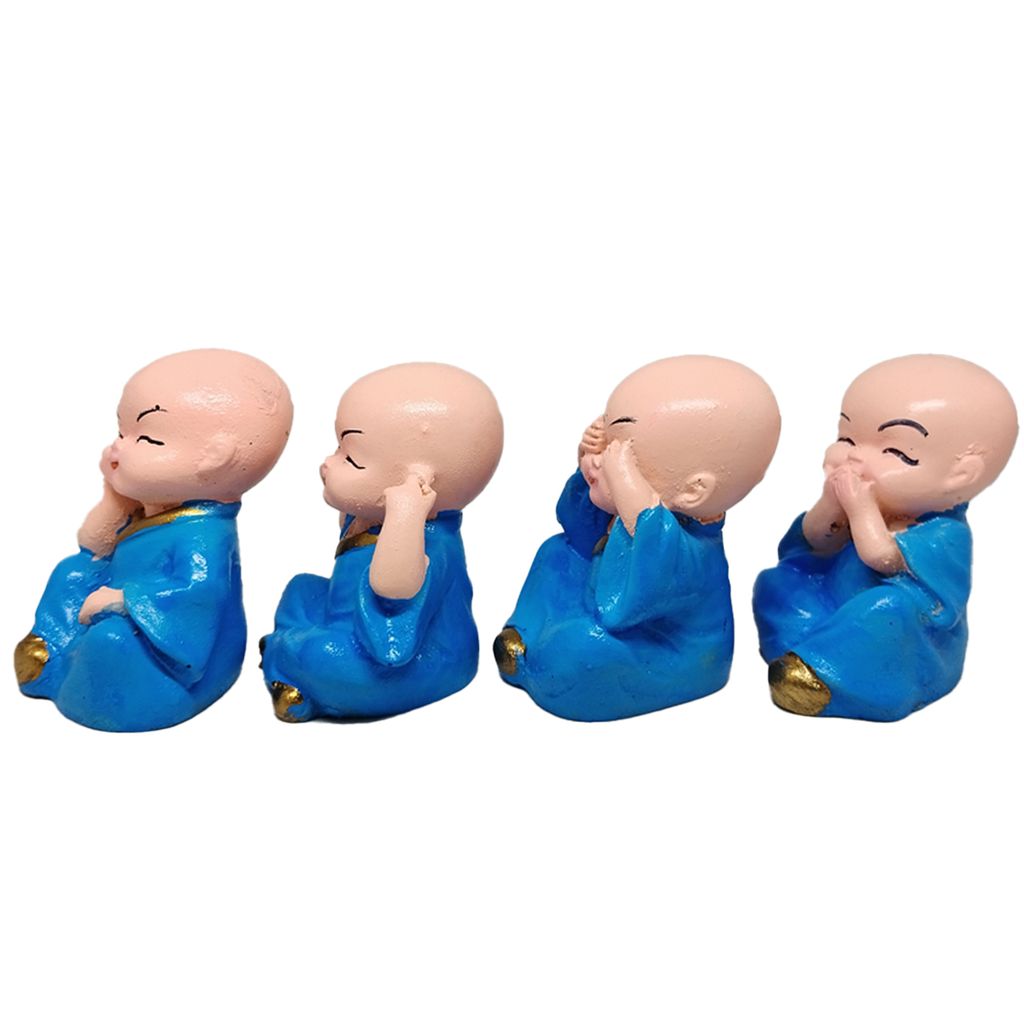 ZURU BUNCH Baby Monk Buddha Idols Showpiece for Car Dashboard Home Decor Decoration & Gifting Purpose, Office Decoration, Indoor Outdoor (Pack of 4, 5 cm)