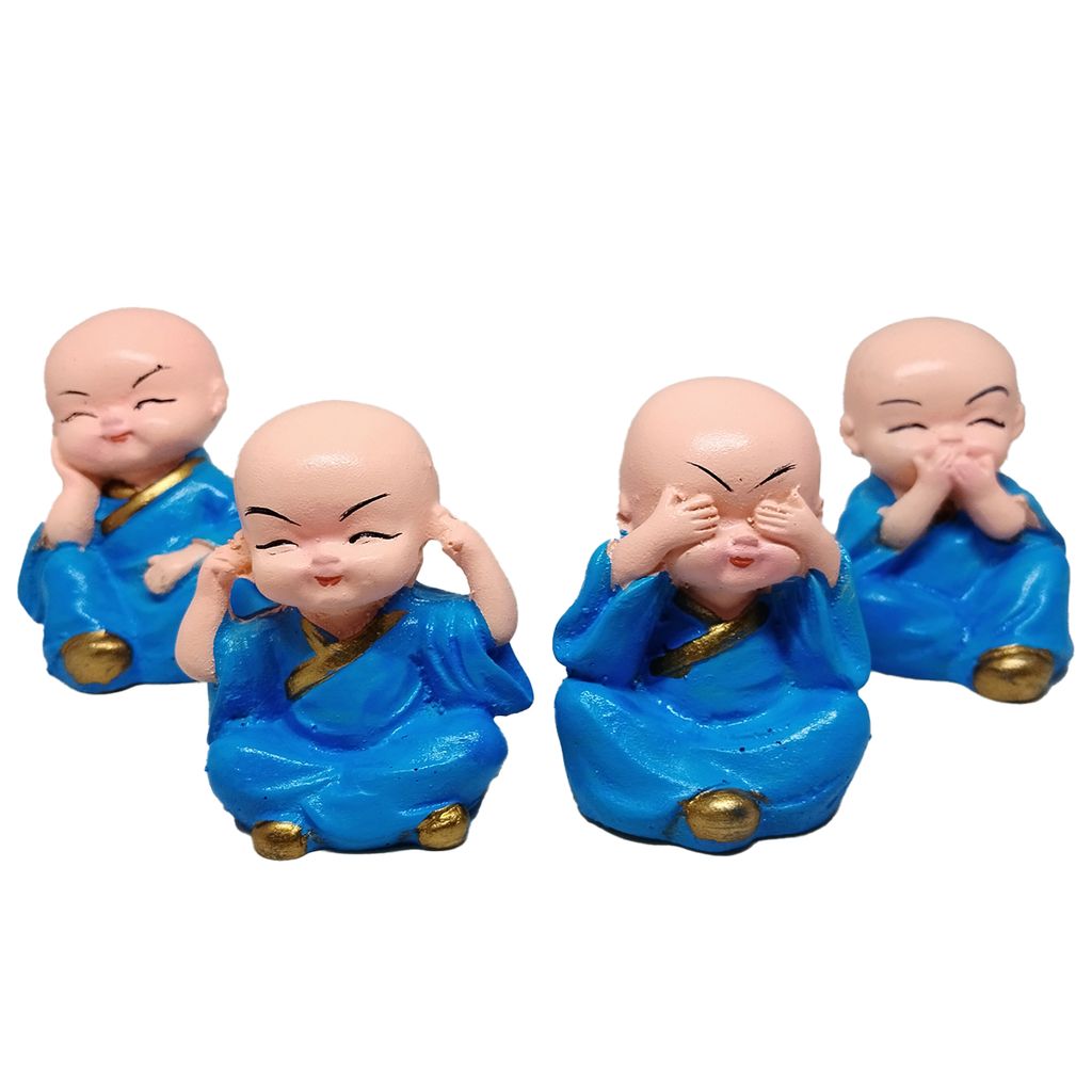 ZURU BUNCH Baby Monk Buddha Idols Showpiece for Car Dashboard Home Decor Decoration & Gifting Purpose, Office Decoration, Indoor Outdoor (Pack of 4, 5 cm)