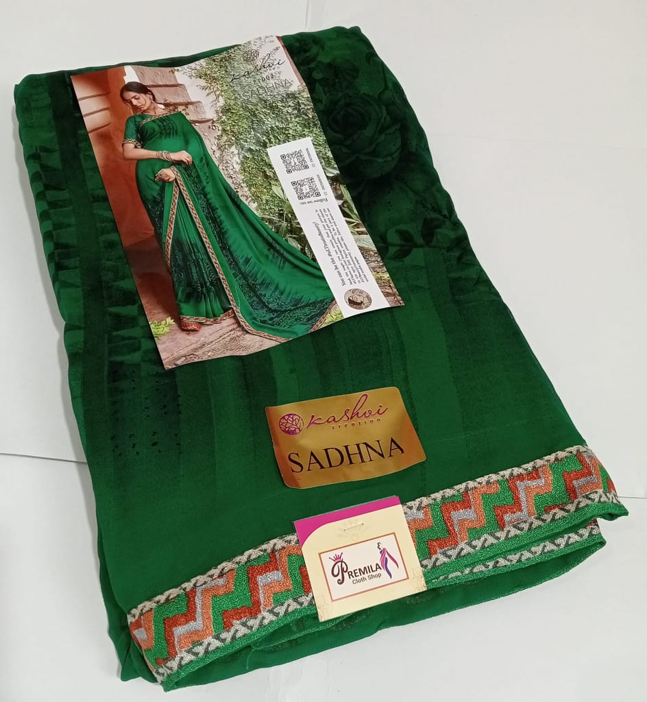 Green Georgette With Pogo Work and Fancy Blouse - gnp009437