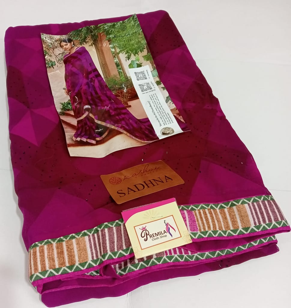 Purple Georgette With Pogo Work and Fancy Blouse - gnp009440