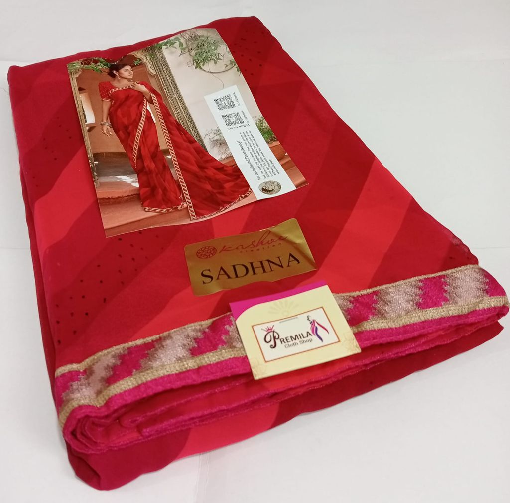 Red Georgette With Pogo Work and Fancy Blouse - gnp009441