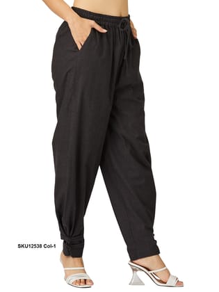 Women's Solid Cotton Harem Pants with Floral Print Spaghetti Strap Crop Top