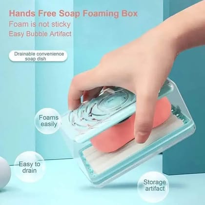 Ali Shipping 2-in-1 Portable Soap Dish & Soap Dispenser with Roller and Drain Holes, Multifunctional Soap Holder Foaming Soap Bar Box for Home, Kitchen, Bathroom