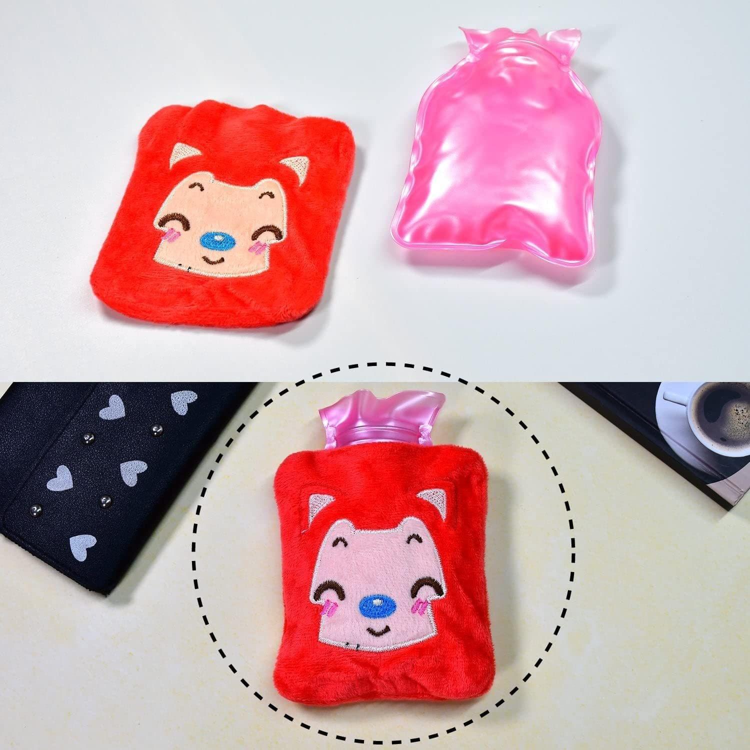 Ali Shipping Pink Cat small Hot Water Bag with Cover for Pain Relief, Neck, Shoulder Pain and Hand, Feet Warmer, Menstrual Cramps.