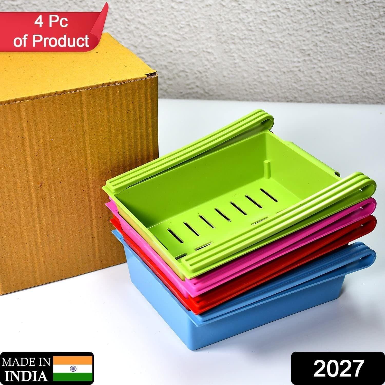 Ali Shipping Refrigerator Space Saver Organizer Storage Rack Set, (Set of 4 pcs) with Brown Box.