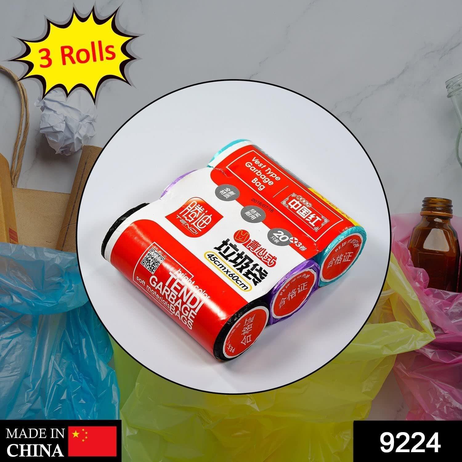 Store4hope Multi color 3Roll Garbage Bags/Dustbin Bags/Trash Bags 45x60cm