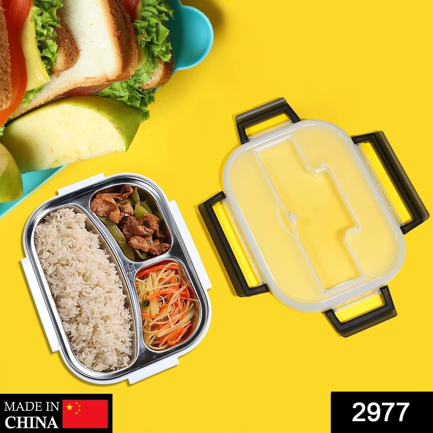 Store4hope Lunch Box for Kids and Adults, Stainless Steel Lunch Box with 3 Compartments with Spoon Slot.