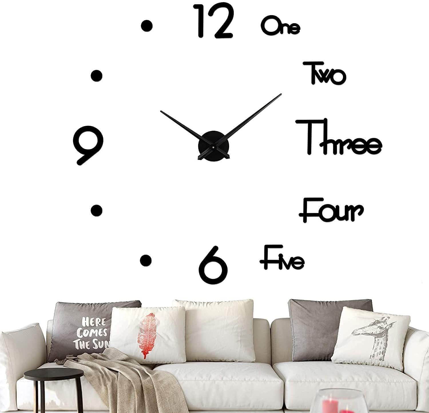 Ali Shipping Acrylic DIY Frameless 3D Mirror Sticker Analogue Large Wall Clock for Living, Bedroom and Office Decorations