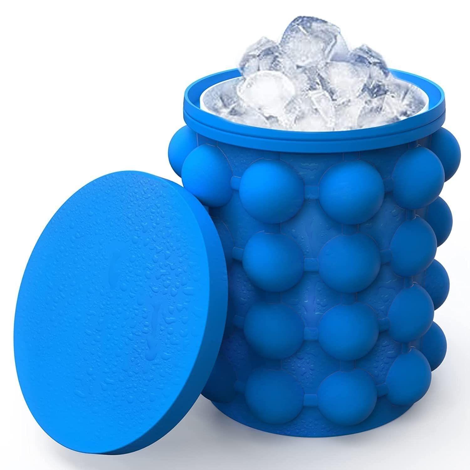 Store 4 Hope Ice Cube Vency Ice Cube Mold Ice Trays Large Silicone Ice Bucket (2 in 1, Dark Blue)