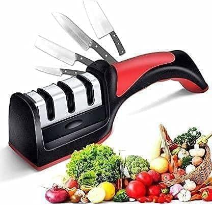 Store 4 Hope Manual Knife Sharpener 3 Stage Sharpening Tool for Ceramic Knife and Steel Knives (Black)