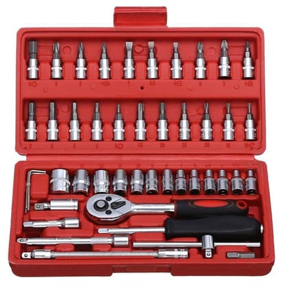 Store 4 Hope Hex Socket Set & Ratchet Wrench Set Combination Tool Square Drive Metric Socket Set (46-Pieces)