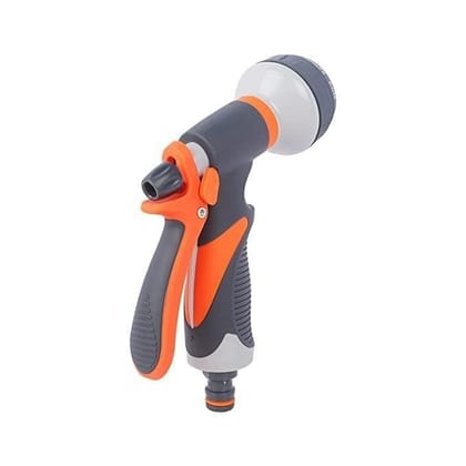 Store4Hope 8 in 1 Heavy Duty Hose Nozzle Water Spray High Pressure for Gardening, Flower, Plants, Lawn| Multi Functional Cleaning, Showering Pet & Wash Cars (8 Pattern Orange Gun, (Pack of 1))