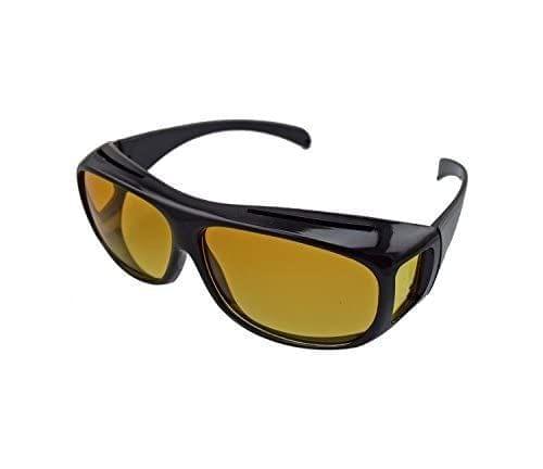 Store4Hope HD Vision Unisex Day & Night Riding Rectangular Sunglasses (Black, Yellow, Medium) - Set of 2