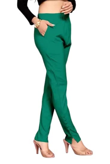Women Emerald Green Bell Bottom 4-Way Stretch Pants