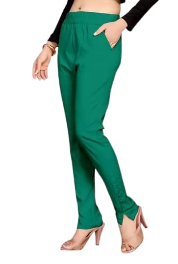Cron Women's Straight Fit Ankle Length, Slim fit Cigarette Pants with an Elasticated Waist Band (32, Aqua Green)