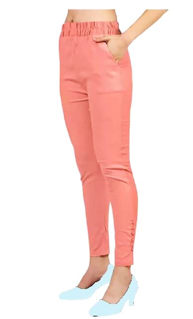 Cron Women's Straight Fit Ankle Length, Slim fit Cigarette Pants with an Elasticated Waist Band (30, Dark Peach)