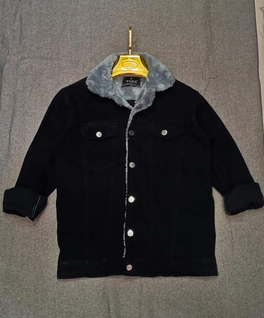 Lined Denim Jacket - Fur Collar Fleece Winter Sherpa Western Cowboy Coat,  Multi-Pocket Tooling Thicken Trucker