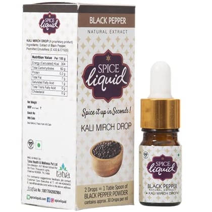 SPICE LIQUID Black Pepper/Kali Mirch Natural Extract Drops - For Food, Beverages and Dessert - 5ml