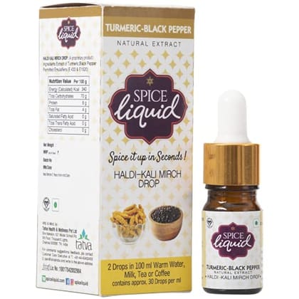 SPICE LIQUID Turmeric With Black Pepper Ntural Extratcts Drops - For Food, Beverages and Dessert - 5ml