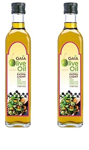 Gaia Extra Light Olive Oil 1 LTR (Pack of 2)|All Purpose Cooking Oil Packed with Essential Nutrients and Versatile Enough to Use