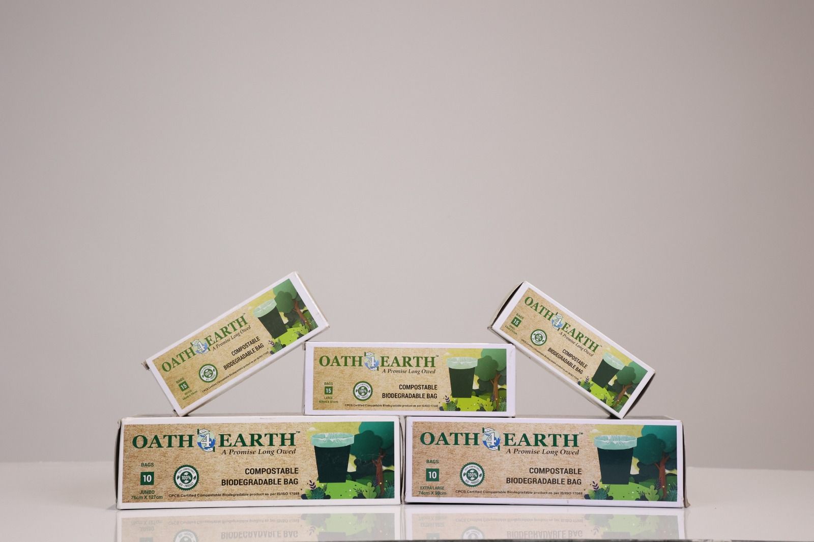 OATH 4 EARTH COMPOSTABLE BIODEGRADABLE GARBAGE BAG SMALL     17X21 INCHES (PACKS OF 15 BAGS)